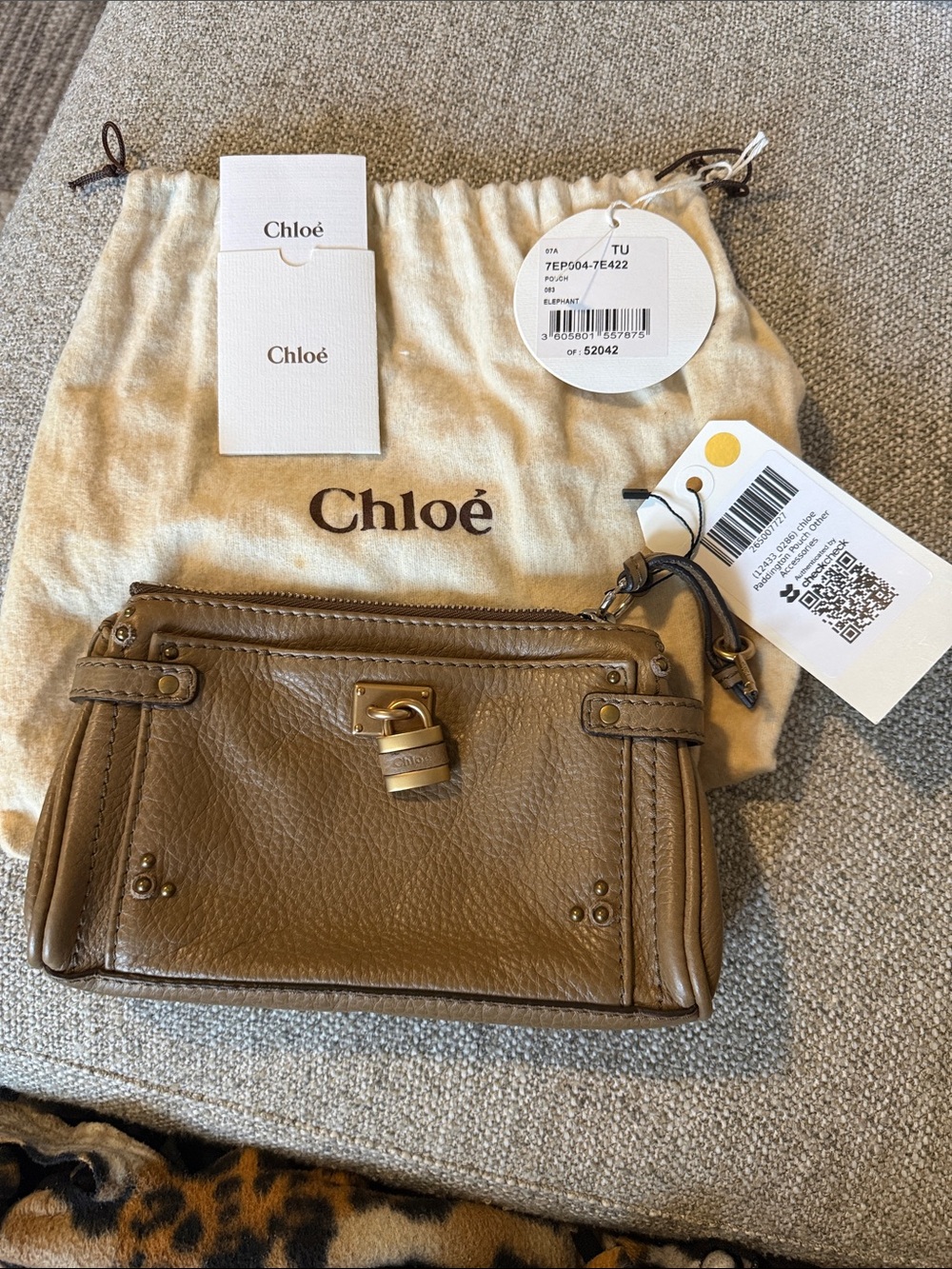Chloe Tan Leather Wristlet Clutch